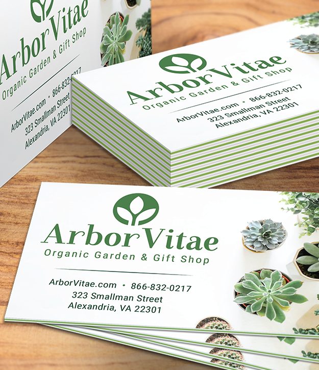 Business card printing with custom logo design